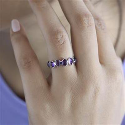 925 Sterling Silver Full Eternity Amethyst Band Ring Handmade Jewelry Manufacturer | Akrati Jewels Inc