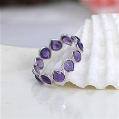 925 Sterling Silver Full Eternity Amethyst Band Ring Handmade Jewelry Manufacturer | Akrati Jewels Inc