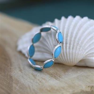 Sleeping Beauty Turquoise Full Eternity Marquise Band Ring Fine Jewelry Distru | Akrati Jewels Inc