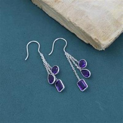 925 Sterling Silver Amethyst Fall Drop Dangle Earring Jewelry Manufacturer | Akrati Jewels Inc