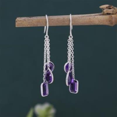 925 Sterling Silver Amethyst Fall Drop Dangle Earring Jewelry Manufacturer | Akrati Jewels Inc