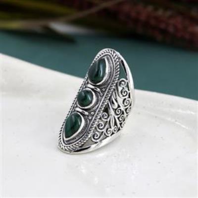 925 Sterling Silver Three Stone Filigree Ring Fine Jewelry Wholesaler Supplier | Akrati Jewels Inc