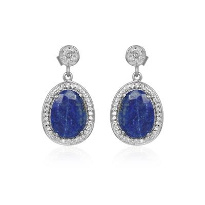 Classic Luxury Lapis Lazuli Gemstone 925 Silver Stud Dangle Earrings Jewellery Distributor  
