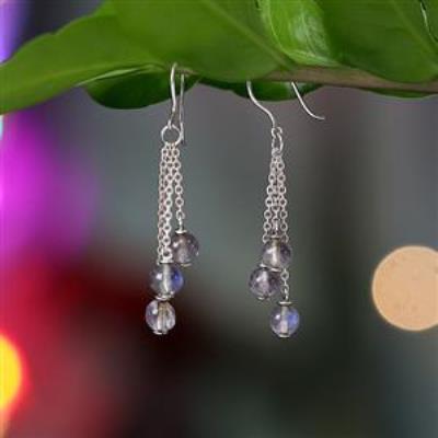 Buy Blue Flash Labradorite Bead Drop Dangling Handmade Earring Fine Jewellery Distributor | Akrati Jewels Inc
