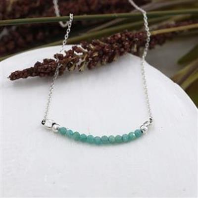 Unique Rondelle Amazonite Beads 925 Sterling Silver Necklace Women Bulk Jewelry Supplier | Akrati Jewels Inc