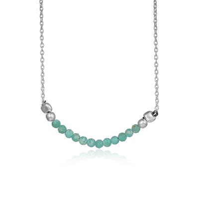 Unique Rondelle Amazonite Beads 925 Sterling Silver Necklace Women Bulk Jewelry Supplier 
