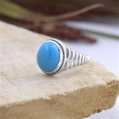 925 Sterling Silver Natural Turquoise Birthstone Dome Statement Band Ring Jewelry Supplier | Akrati Jewels Inc