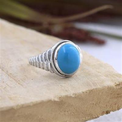 925 Sterling Silver Natural Turquoise Birthstone Dome Statement Band Ring Jewelry Supplier | Akrati Jewels Inc
