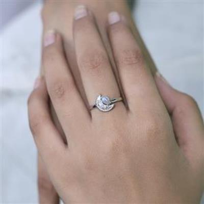 Minimalist Oval Moon Design Gemstone Handmade 925 Sterling Silver Ring Jewelry Wholesaler | Akrati Jewels Inc