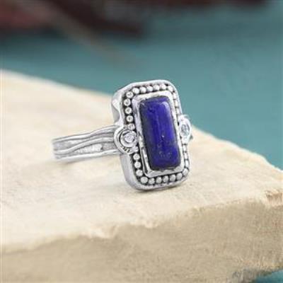 925 Sterling Silver Natural Baguette Gemstone Boho Ring For Girls Fine Jewelry Supplier | Akrati Jewels Inc