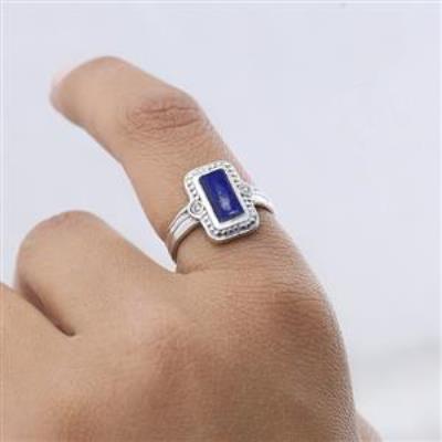 925 Sterling Silver Natural Baguette Gemstone Boho Ring For Girls Fine Jewelry Supplier | Akrati Jewels Inc