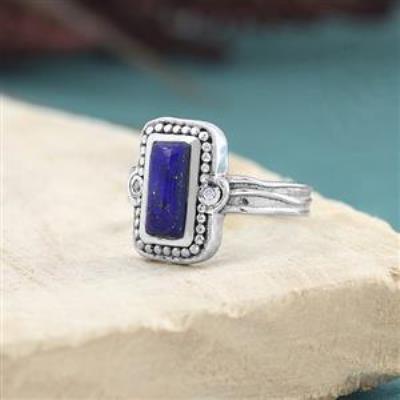 925 Sterling Silver Natural Baguette Gemstone Boho Ring For Girls Fine Jewelry Supplier | Akrati Jewels Inc