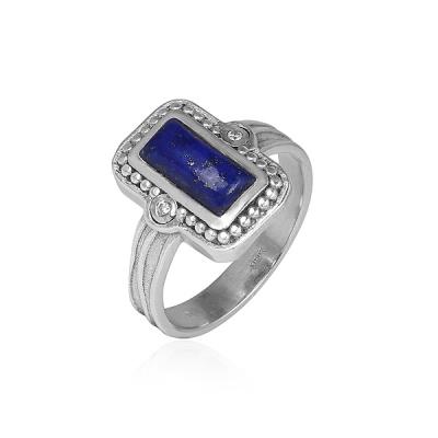 925 Sterling Silver Natural Baguette Gemstone Boho Ring For Girls Fine Jewelry Supplier 