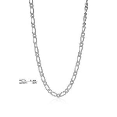 Pure 925 Sterling Silver Figaro Chain Fine Jewelry Manufacturer 3.1 MM | Akrati Jewels Inc