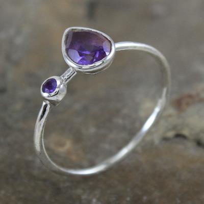 Minimalist 925 Sterling Silver Natural Amethyst Ring Handmade Jewelry Supplier | Akrati Jewels Inc