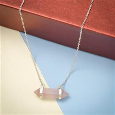 Healing Rose Quartz Crystal Silver Necklace | Akrati Jewels Inc