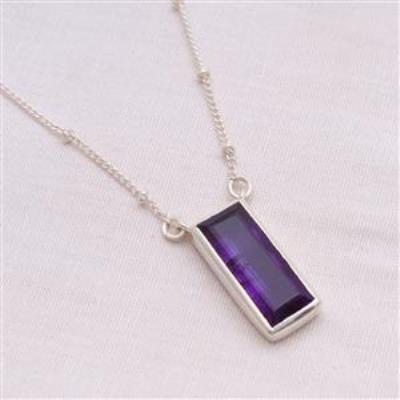 Amethyst Rectangluo Silver Necklace Jewelry | Akrati Jewels Inc