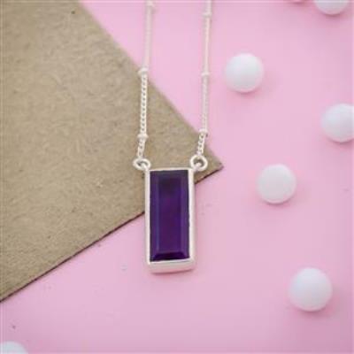 Amethyst Rectangluo Silver Necklace Jewelry | Akrati Jewels Inc