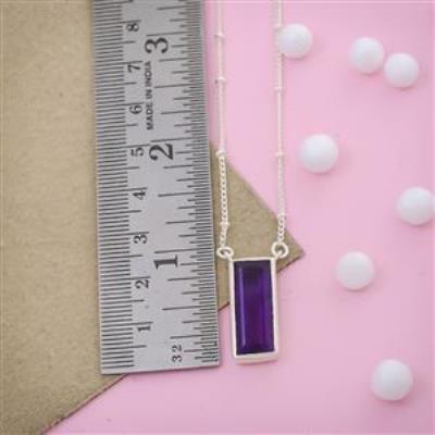 Amethyst Rectangluo Silver Necklace Jewelry | Akrati Jewels Inc