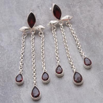 Dangling Garnet Gemstone Silver Earring | Akrati Jewels Inc