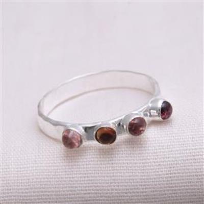 Tourmaline 4 Stone Sterling Silver Ring | Akrati Jewels Inc