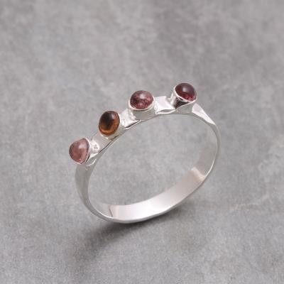 Tourmaline 4 Stone Sterling Silver Ring | Akrati Jewels Inc