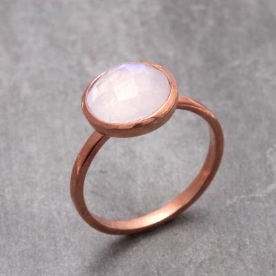 14k Rose Gold Vermeil Moonstone Silver Ring | Akrati Jewels Inc