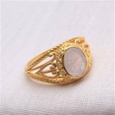 14k Gold Vermeil Moonstone Silver Ring | Akrati Jewels Inc