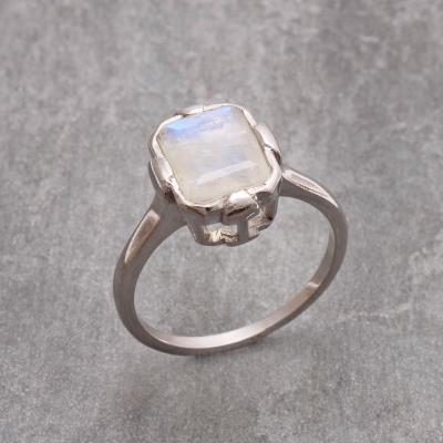 Faceted Moonstone Sterling Silver Ring | Akrati Jewels Inc
