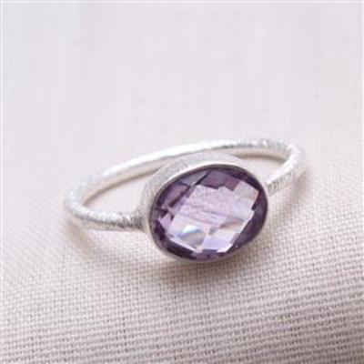 Amethyst Sterling Silver Matt Finish Fine Ring | Akrati Jewels Inc
