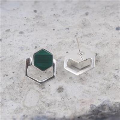 Malachite Gemstone Silver Stud Earring | Akrati Jewels Inc