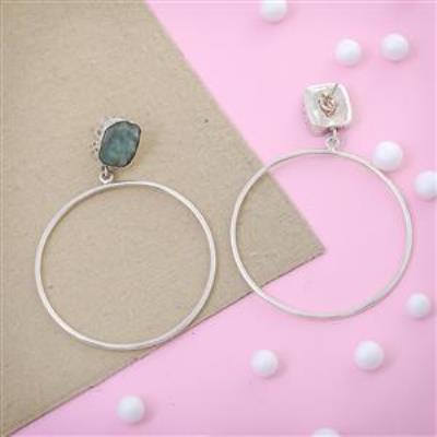 Sterling Silver Aquamarine Rough Gemstone Stud Earrings | Akrati Jewels Inc