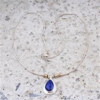 NATURAL LAPIS LAZULI STERLING SILVER NECKLACE | Akrati Jewels Inc