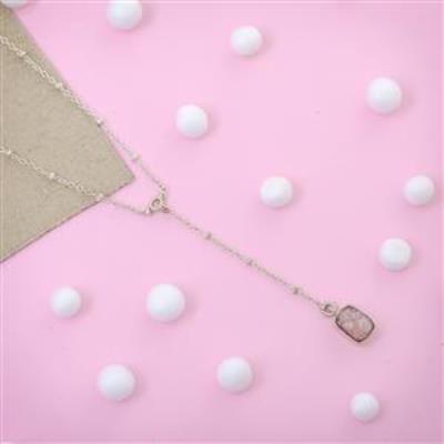Rhodochrosite Sterling Silver Rough Gemstone Dainty Necklace | Akrati Jewels Inc