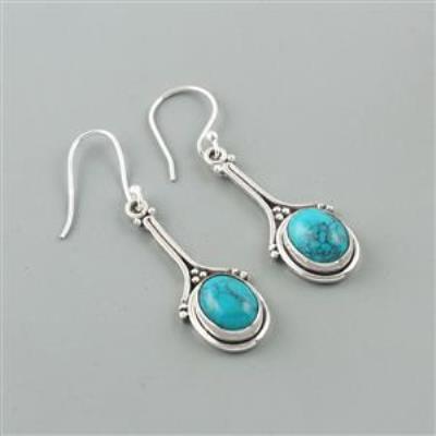 Turquoise Gemstone Silver Earring Jewelry | Akrati Jewels Inc