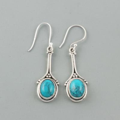 Turquoise Gemstone Silver Earring Jewelry | Akrati Jewels Inc