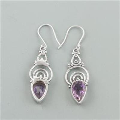 Sterling Silver Amethyst Gemstone Charm Earring | Akrati Jewels Inc