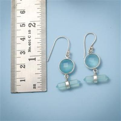 Bezel Set Aqua Chalcedony Sterling Silver Earring | Akrati Jewels Inc