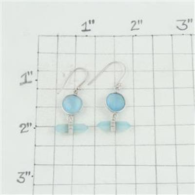 Bezel Set Aqua Chalcedony Sterling Silver Earring | Akrati Jewels Inc
