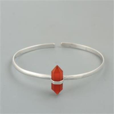 Sterling Silver Handmade Bangle Red Onyx Gemstone | Akrati Jewels Inc