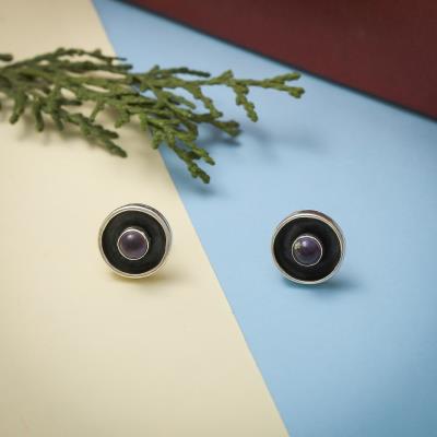 Amethyst Gemstone Sterling Silver Stud Earring Wholesale Jewelery | Akrati Jewels Inc