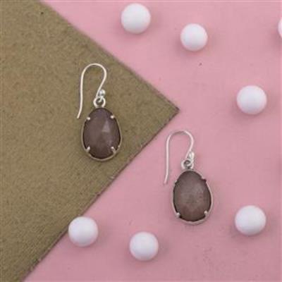 Peach Moonstone Sterling Silver Eternity Earring | Akrati Jewels Inc