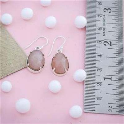 Peach Moonstone Sterling Silver Eternity Earring | Akrati Jewels Inc