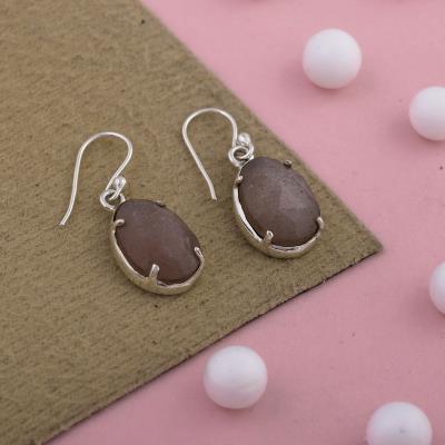 Peach Moonstone Sterling Silver Eternity Earring | Akrati Jewels Inc