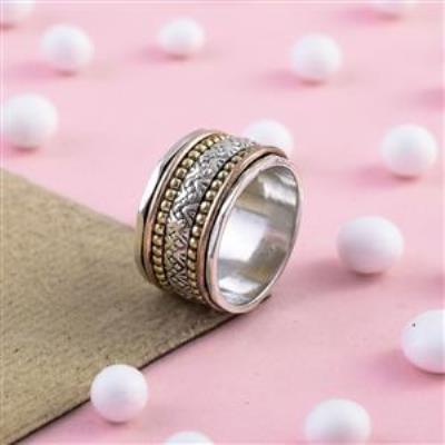 Three Tone Sterling Silver Fine Spinning Ring Jewelery Wholesaler | Akrati Jewels Inc