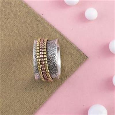 Perfect Gift Three Tone Spinner Ring Silver Jewelry | Akrati Jewels Inc
