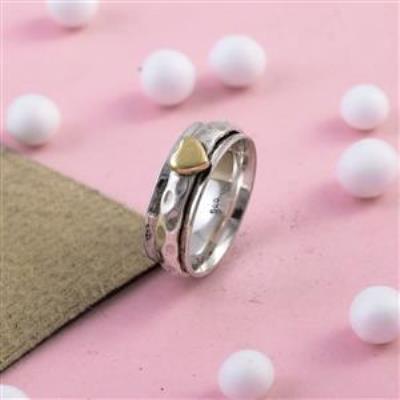 Heart Design Sterling Silver Spinner Ring Jewelery | Akrati Jewels Inc