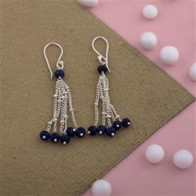 Hanging Style Sterling Silver Lapis Lazuli Earring Jewelry | Akrati Jewels Inc