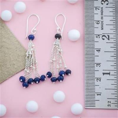 Hanging Style Sterling Silver Lapis Lazuli Earring Jewelry | Akrati Jewels Inc