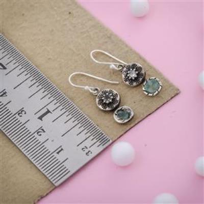 Star Collection Aquamarine Silver Earring Jewelry | Akrati Jewels Inc